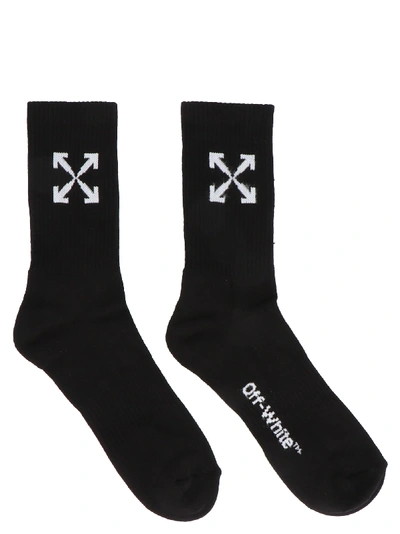 Shop Off-white Arrow Mid Sport Socks In Nero Bianco