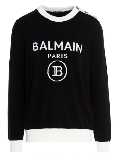 Shop Balmain Sweater In Nero Bianco