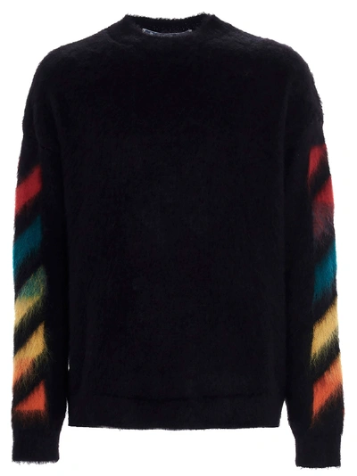 Shop Off-white Diag Brushed Sweater In Black