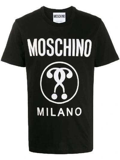 Shop Moschino Double Question Mark Slim-fit T-shirt In Black