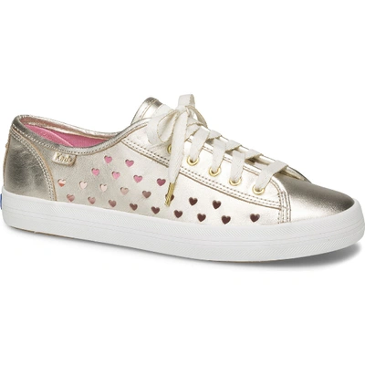 Shop Keds X Kate Spade New York Kickstart Heart Perf Leather In Gold