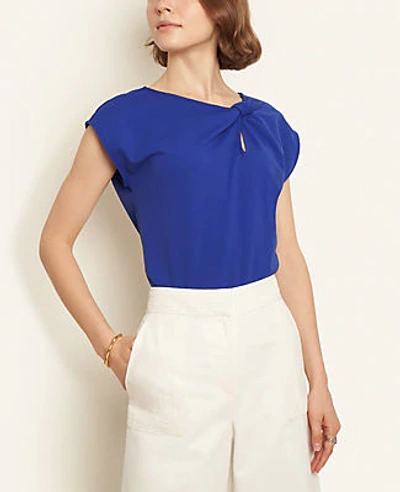 Shop Ann Taylor Knot Neck Top In Royal Blue