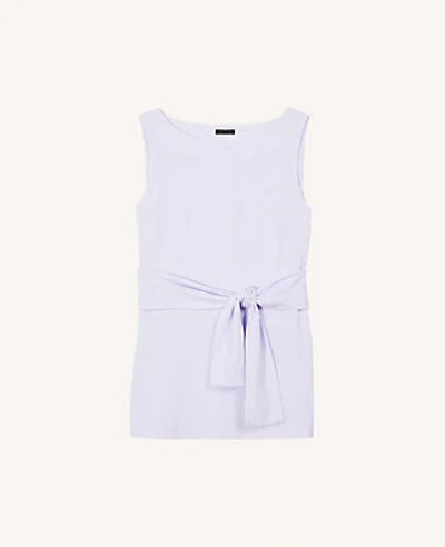 Shop Ann Taylor Petite Striped Tie Waist Shell Top In Lavender Sky
