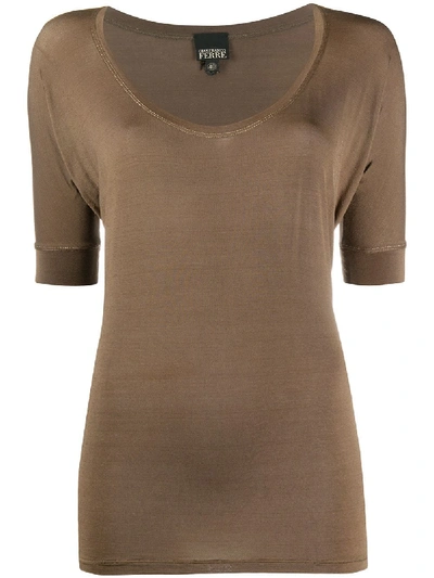 Pre-owned Gianfranco Ferre 1990s U-neck T-shirt In Brown