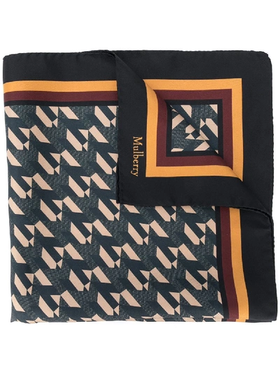 Mulberry Monogram Printed Scarf In Blue ModeSens