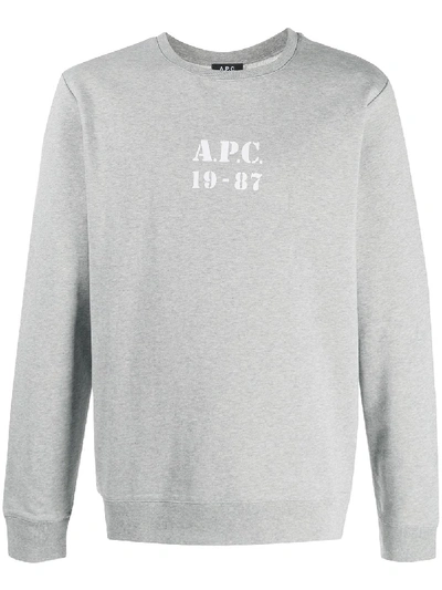 Shop Apc Logo Long-sleeve Sweatshirt In Grey