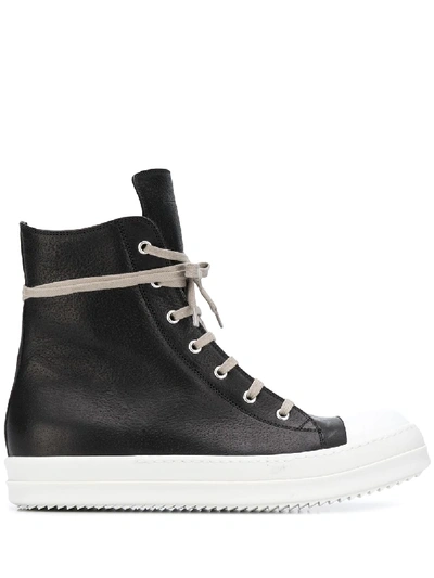 Shop Rick Owens Contrast Hi-top Sneakers In Black