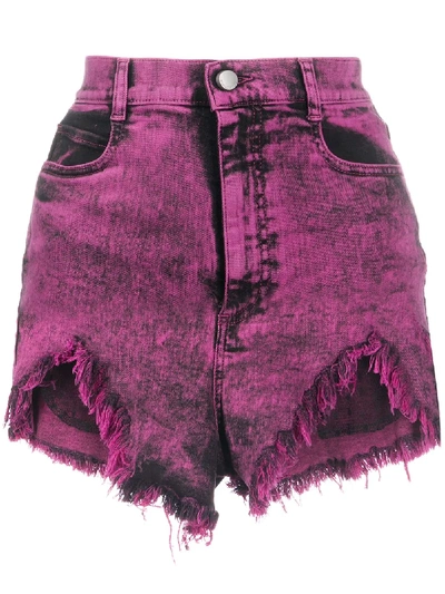 Shop Red Valentino Acid Wash Denim Shorts In Pink