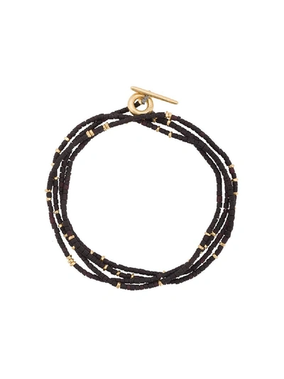 Shop M Cohen Black And Gold-tone Wrap Around Bracelet