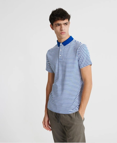 Shop Superdry Edit Pima Short Sleeve Polo Shirt In Blue