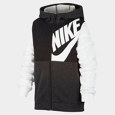 Shop Nike Boys' Sportswear Hbr Logo Full-zip Hoodie In Black