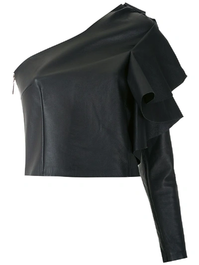 Shop Andrea Bogosian Leather Recoleta Blouse In Black