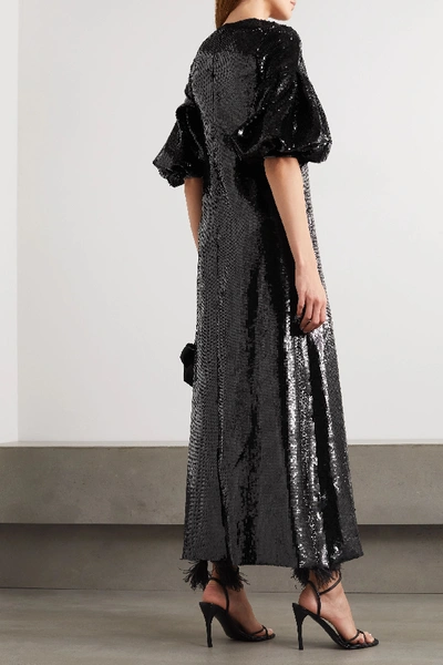 Shop Huishan Zhang Celine Sequined Georgette Maxi Dress In Black