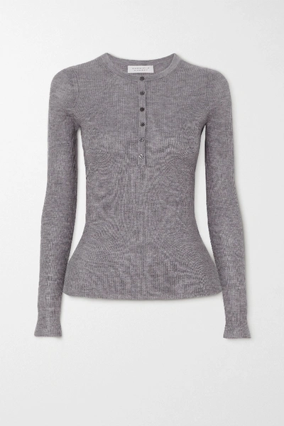 Shop Gabriela Hearst Julian Ribbed Cashmere And Silk-blend Top In Gray