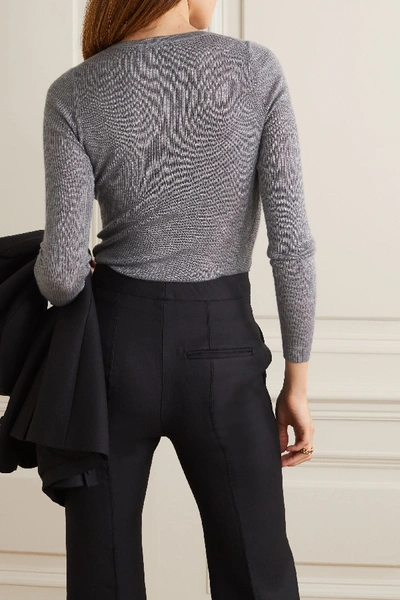Shop Gabriela Hearst Julian Ribbed Cashmere And Silk-blend Top In Gray