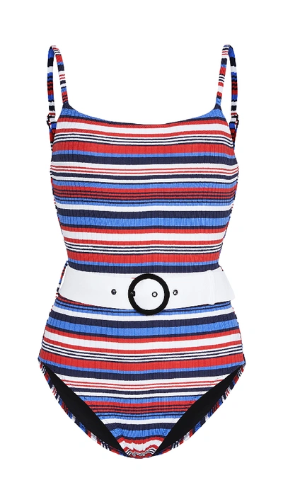 Shop Solid & Striped The Nina Belted One Piece In Jazzy Rib