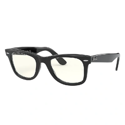 Shop Ray Ban Wayfarer Clear Evolve Sunglasses Shiny Black Frame Grey Lenses 54-18