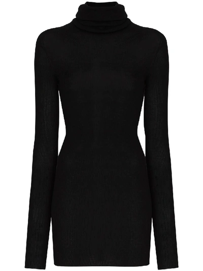 Shop Rick Owens Roll Neck Longline Wool Top In Black