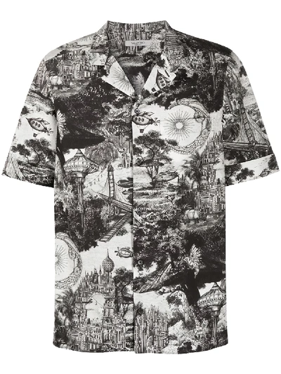 Shop Valentino Printed Bowling Shirt In Black