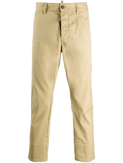 Shop Dsquared2 Slim-fit Cropped Chino Trousers In Neutrals