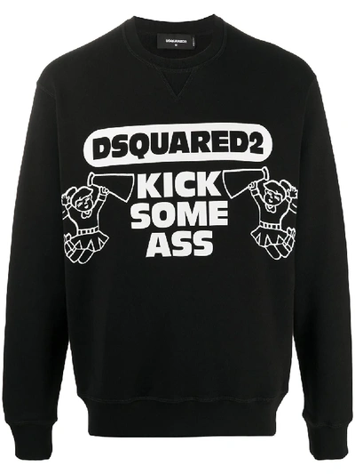 Shop Dsquared2 Kick Some Ass Sweatshirt In Black