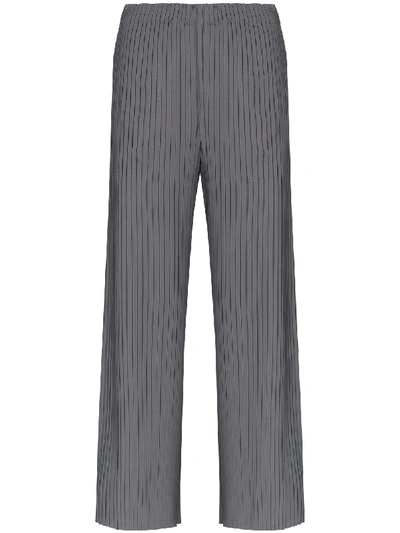 Shop Issey Miyake Plissé Split-detail Trousers In Grey