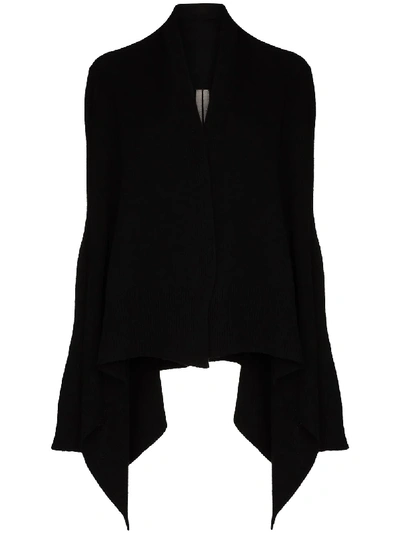 Shop Rick Owens Draped Cashmere And Wool-blend Cardigan In Black