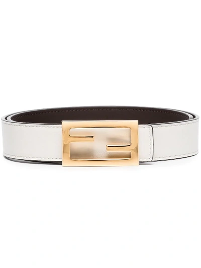 Shop Fendi Baguette Reversible Belt In Brown