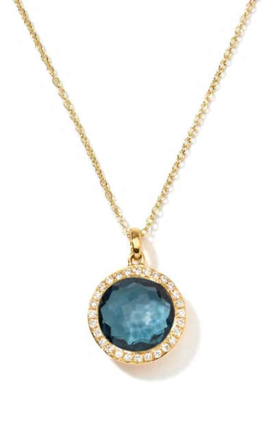 Shop Ippolita Lollipop Mini Pendant Diamond Necklace In London Blue Topaz