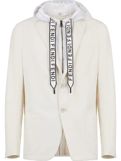 Shop Fendi Layered-look Blazer Jacket In Neutrals