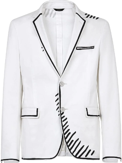 Shop Fendi X Joshua Vides Gabardine Blazer In White