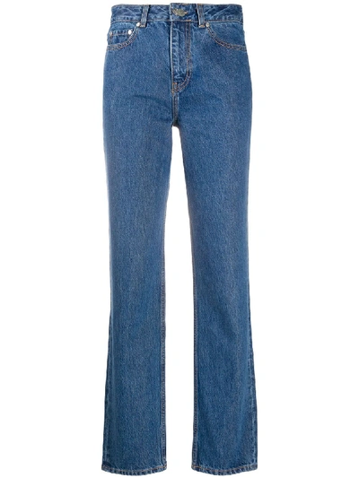 Shop Ganni Straight-leg High-rise Jeans In Blue
