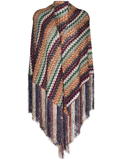 Shop Missoni Fringed Crochet-knit Scarf In Pink