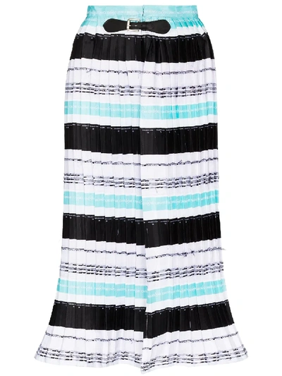 Shop Mariah Esa Buckle Detailed Striped Skirt In White