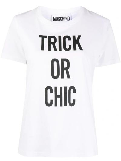 Shop Moschino Trick Or Chic Print T-shirt In White