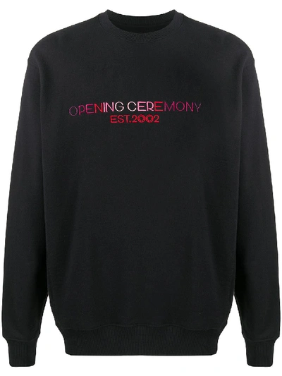 Shop Opening Ceremony Embroidered-logo Crew-neck Sweatshirt In Black