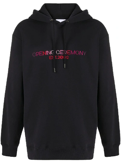 Shop Opening Ceremony Logo-embroidered Oversize Hoodie In Black