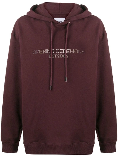 Shop Opening Ceremony Embroidered Logo Hoodie In Purple