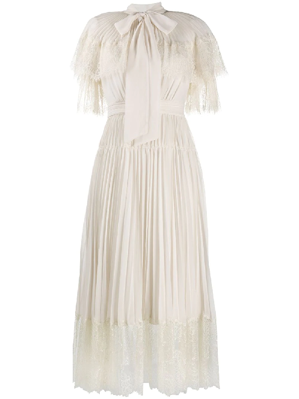 cream tiered midi dress