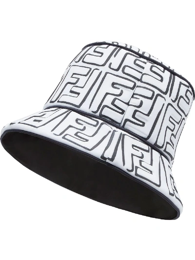 Shop Fendi X Joshua Vides Ff Motif Bucket Hat In White