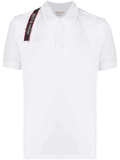 Shop Alexander Mcqueen Logo Strap Polo Shirt In White