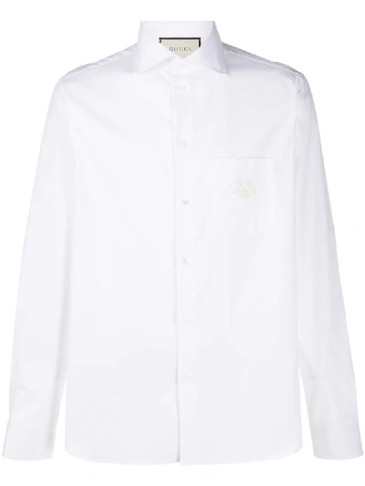 Shop Gucci Gg Embroidered Shirt In White