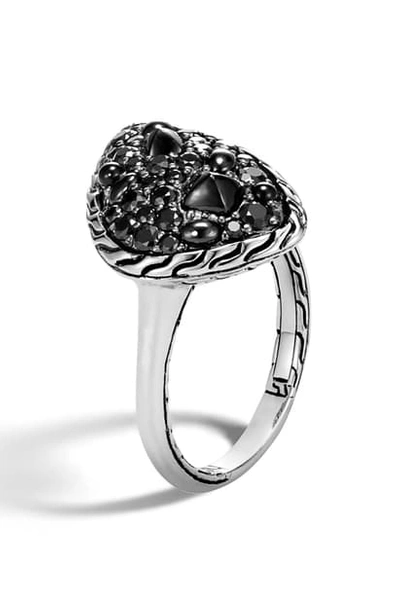 Shop John Hardy Classic Chain Small Stone Ring In Silver/ Black Sapphire