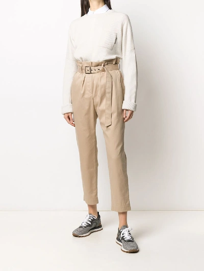 Shop Brunello Cucinelli Cotton Trousers In Beige