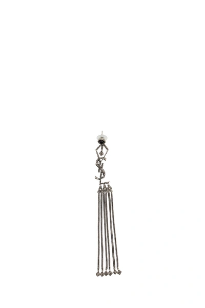 Shop Saint Laurent Monogram Earrings With Tassels In Metallic