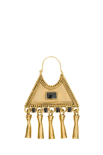 Shop Saint Laurent Triangular Earrings In Metallic
