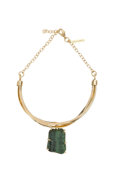 Shop Alberta Ferretti Green Stone Charm Necklace