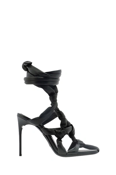 Shop Off-white Knotted Straps Sandals In Black