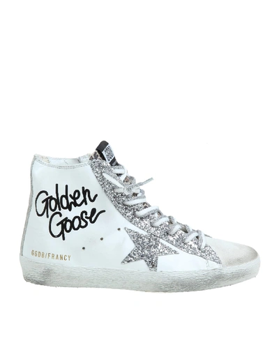 Shop Golden Goose Francy Sneakers In White Leather In White/black