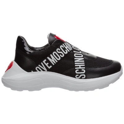 Shop Love Moschino Running Sneakers In Nero